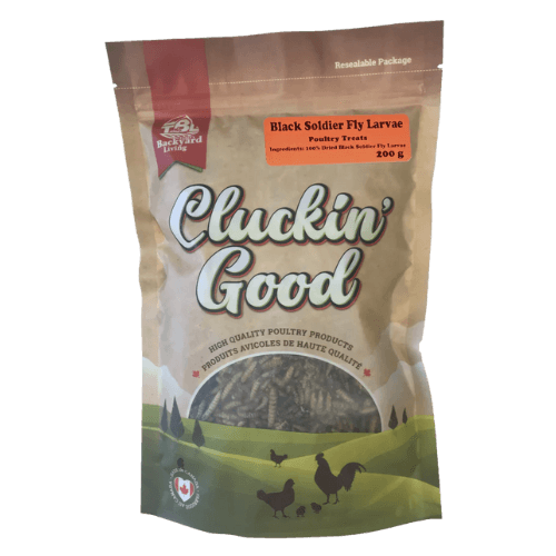 Cluckin' Good Black Soldier Fly Larvae - 100% dried black solder fly larvae proudly packaged in Alberta.